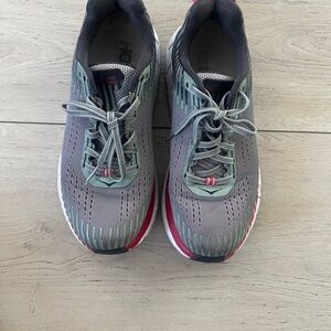 Hoka One One Gray and Green Athletic Shoes with Cushioned Comfort